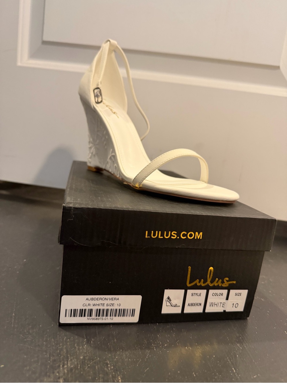 Lulu's Creamy White Embossed Wedge Sandals